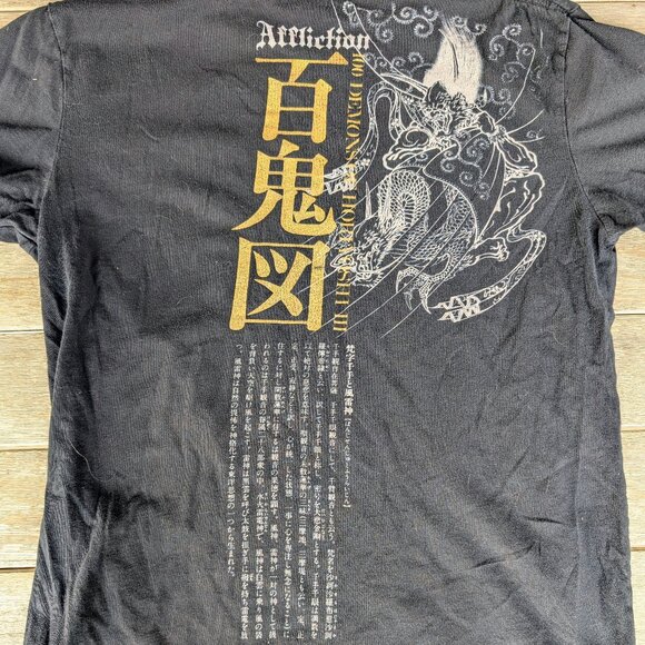 Vintage Y2K Affliction Heroes & Demons Dragon Samurai Shirt By Horiyoshi Sz M - Picture 5 of 6